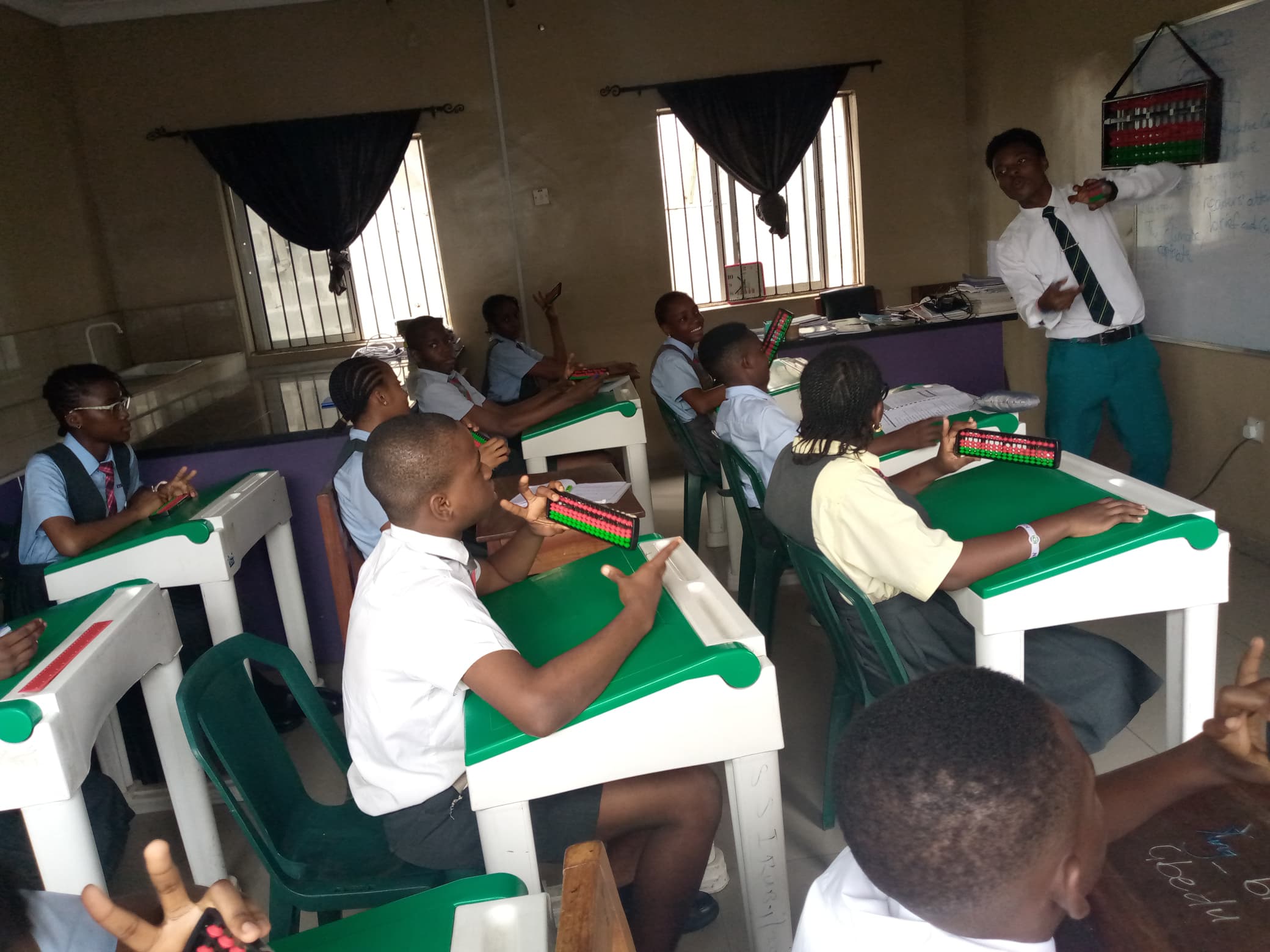 Nigerian child abacus learning